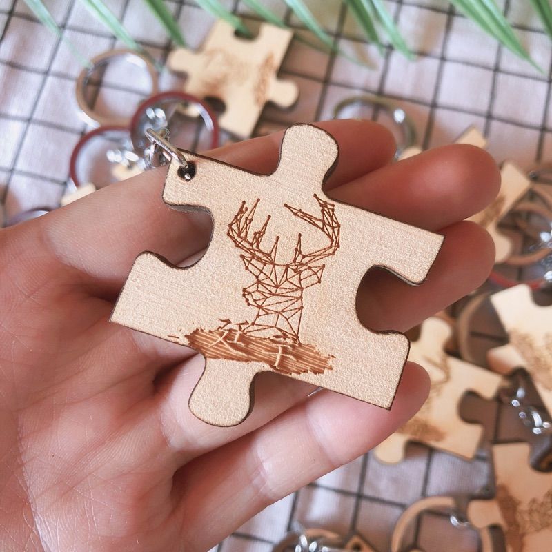 客製化木頭拼圖鑰匙圈【雙面】一個